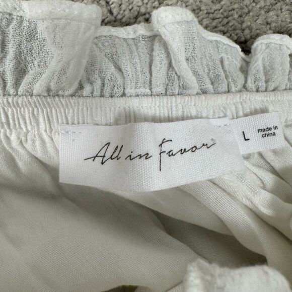 All in Favor Cotton Gauze White Sleeveless Mini Dress Size Large Beach Coquette - Picture 5 of 11